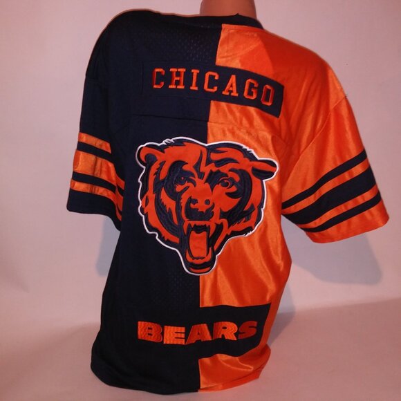 Chicago Bears Jersey NFL Football Mens Navy Blue Orange 50/50 Short Sleeve Crew - Picture 15 of 16